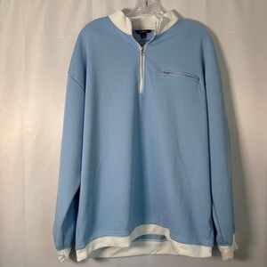 Ouku Men's‎ Powder Blue Waffle Knit 1/4 Zip Sweater Large